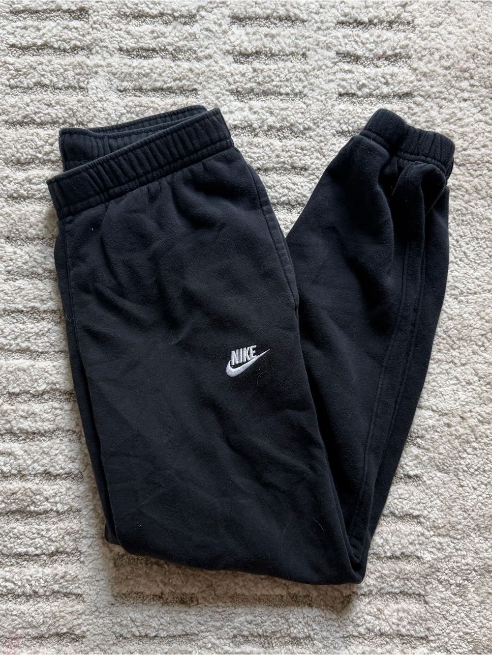 Nike Black Men’s Fleece Joggers with White Swoosh